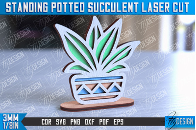 Standing Potted Succulent | Decorative Succulent | Laser Cut Design |