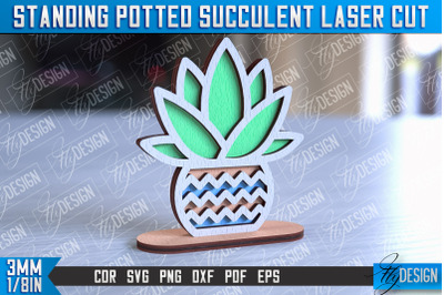 Standing Potted Succulent | Decorative Succulent | Laser Cut Design |