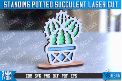 Standing Potted Succulent | Decorative Succulent | Laser Cut Design |