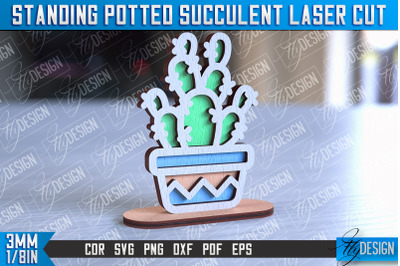 Standing Potted Succulent | Decorative Succulent | Laser Cut Design |