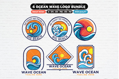 Set of ocean wave logo clipart template