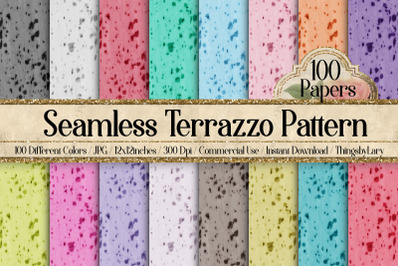 100 Seamless Realistic Terrazzo Pattern Digital Papers