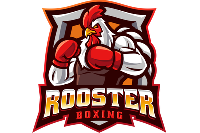 Rooster boxing esport mascot logo design