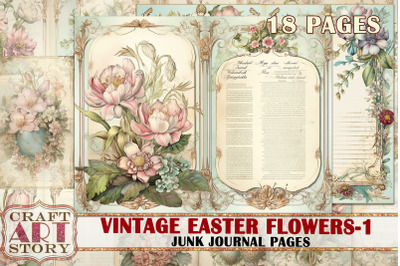 Vintage Easter flowers-1 junk journal Pages