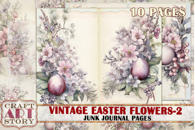 Vintage Easter flowers-2 junk journal Pages