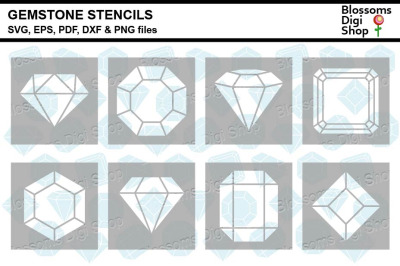 Gemstone Stencils SVG, EPS, PDF, DXF &amp; PNG files