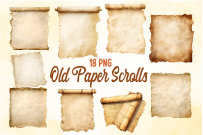 18 Watercolor Scroll Paper Clipart