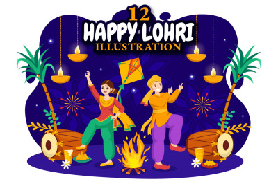 12 Happy Lohri Festival Illustration