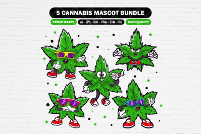 Set of Cannabis Marijuana Cartoon Mascot