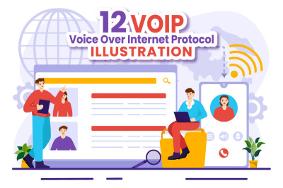 12 VOIP or Voice Over Internet Protocol Illustration