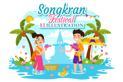 12 Songkran Festival Day Illustration