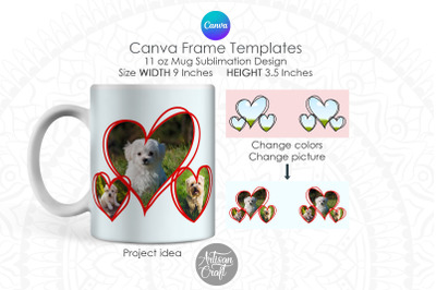 Canva Mug Template | Heart Photo Mug | Scribble Heart | 11oz