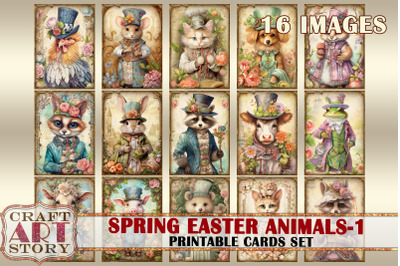 Vintage Spring Easter printable cards set-1, printables