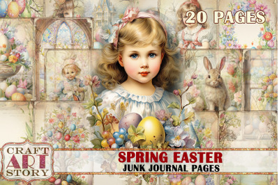 Vintage Spring Easter Junk Journal Pages,printables digital