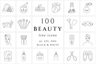 Beauty &amp; Spa Outline Icon Set