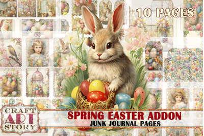 Vintage Spring Easter Junk Journal Pages ADDON,printables