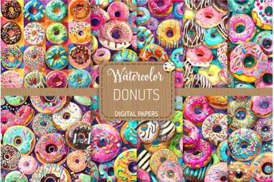 Donuts Set 2 - Watercolor Background Designs