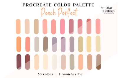 Peach Procreate Color Palette. Color of the Year 2024 Trendy Swatches