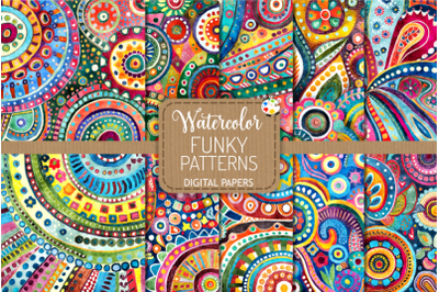 Funky Patterns - Watercolor Folk Art Boho Designs