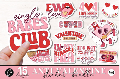 Retro Anti Valentine Sticker PNG Bundle