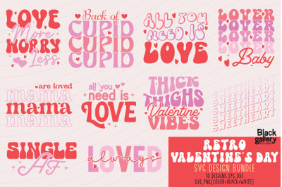 Retro Valentine&#039;s Day Quotes SVG Bundle