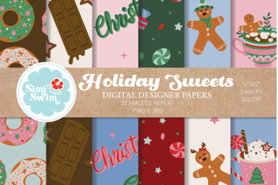 Holiday Sweets Digital Papers, Gingerbread Man Pattern Bundle, Christm
