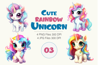 Cute rainbow unicorns 03. TShirt Sticker.