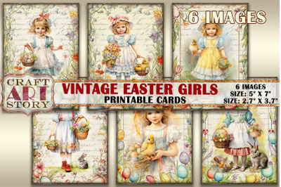 Easter girls picture collage cards atc,spring decoupage