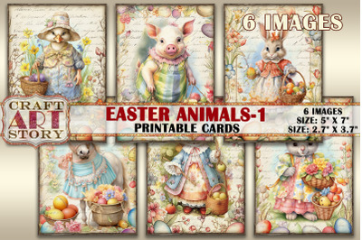 Easter animals-1 picture collage cards atc,spring