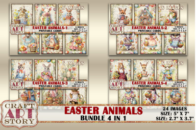 Easter animals picture collage cards atc Bundle