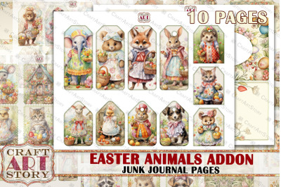 Easter animals Junk Journal Kit,Collage Pages ADDON