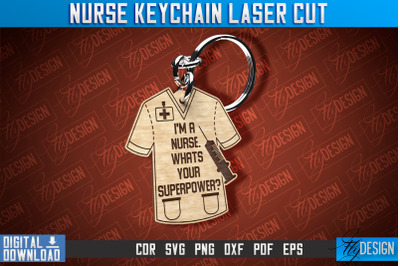 Nurse Keychain Laser Cut Design | Nurse Laser Cut | CNC File