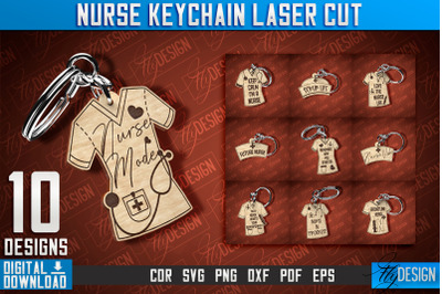 Nurse Keychain Laser Cut Design | Nurse Laser Cut | CNC File