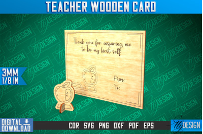 Teacher Wooden Card Laser Cut | Teacher Gift Laser Cut Design | CNC Fi