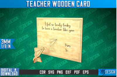 Teacher Wooden Card Laser Cut | Teacher Gift Laser Cut Design | CNC Fi