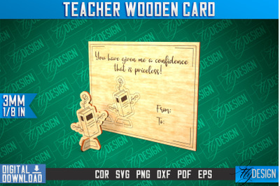 Teacher Wooden Card Laser Cut | Teacher Gift Laser Cut Design | CNC Fi