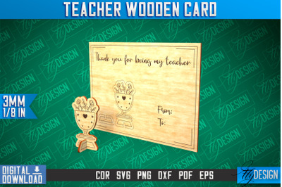 Teacher Wooden Card Laser Cut | Teacher Gift Laser Cut Design | CNC Fi