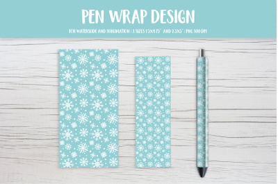 Snowflakes Pen Wrap Waterslide or Sublimation Winter pen PNG