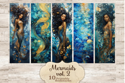 Mermaids Black Bookmarks | Mermaids Printable