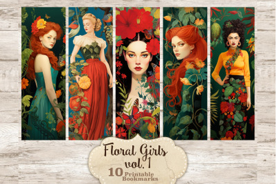 Floral Girls Bookmarks | Digital Download Set