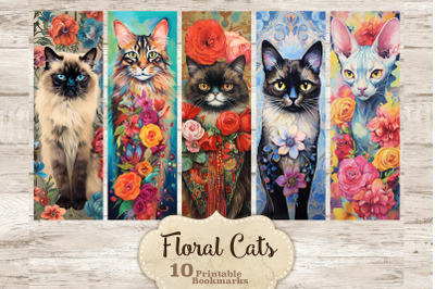 Floral Cats Bookmarks | Pets Printable Bundle