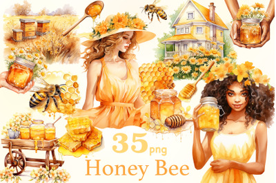 Honey Bee Clipart | Cottagecore PNG Bundle