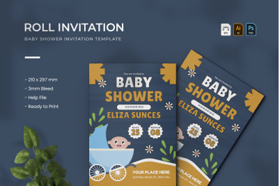 Roll - Baby Shower Invitation