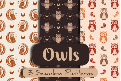 Owls Seamless Patterns