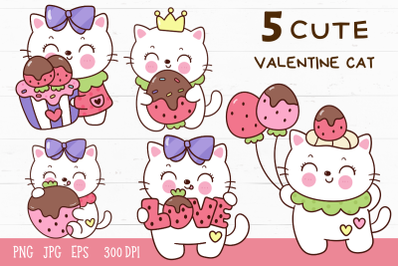 Valentine cats kawaii animal couple love clipart cartoon 4