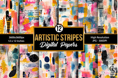 Artistic Brush Strokes Collage Painting Digital Papers