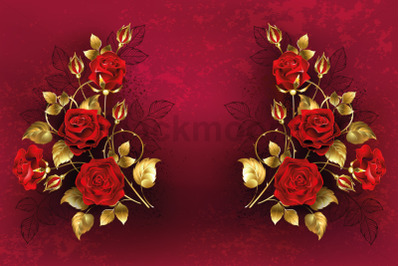 Symmetrical composition of red roses