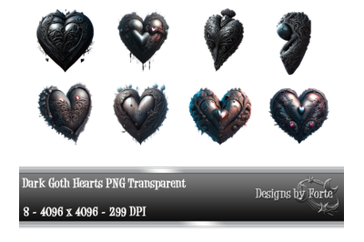 Forte&#039;s Dark Gothic 8 Hearts PNG
