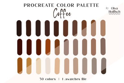 Coffee Procreate Color Palette. Brown Color Swatches File