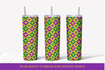 Mardi Gras Tumbler Wrap Sublimation. Checkered tumbler